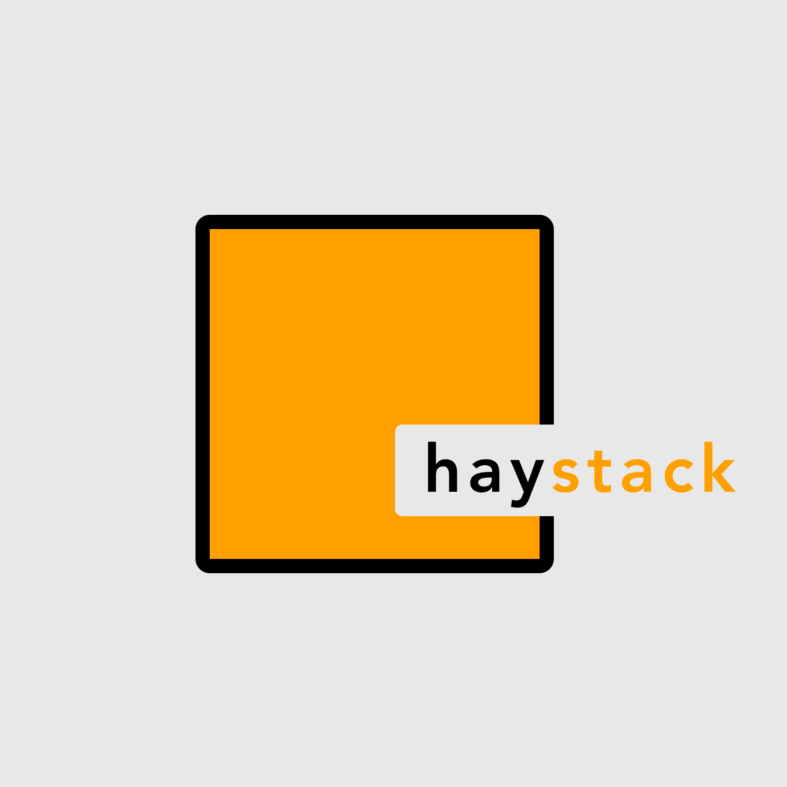 Haystack Logo with orange square and black borders