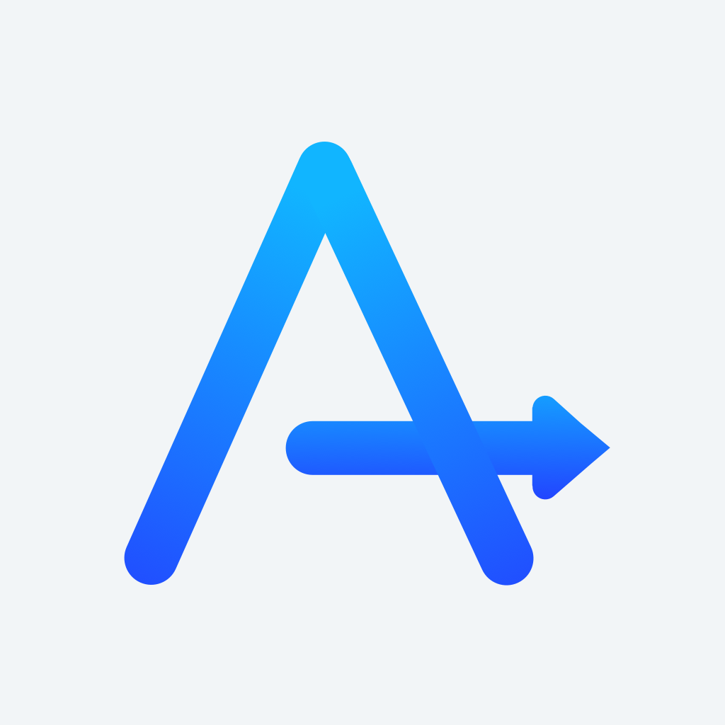 Ambassador's logo is a dark blue gradient that progressively lightens to a light blue as it goes up. It is in the shape of the letter 'A', with the crossbar extending out to the right as an arrow.