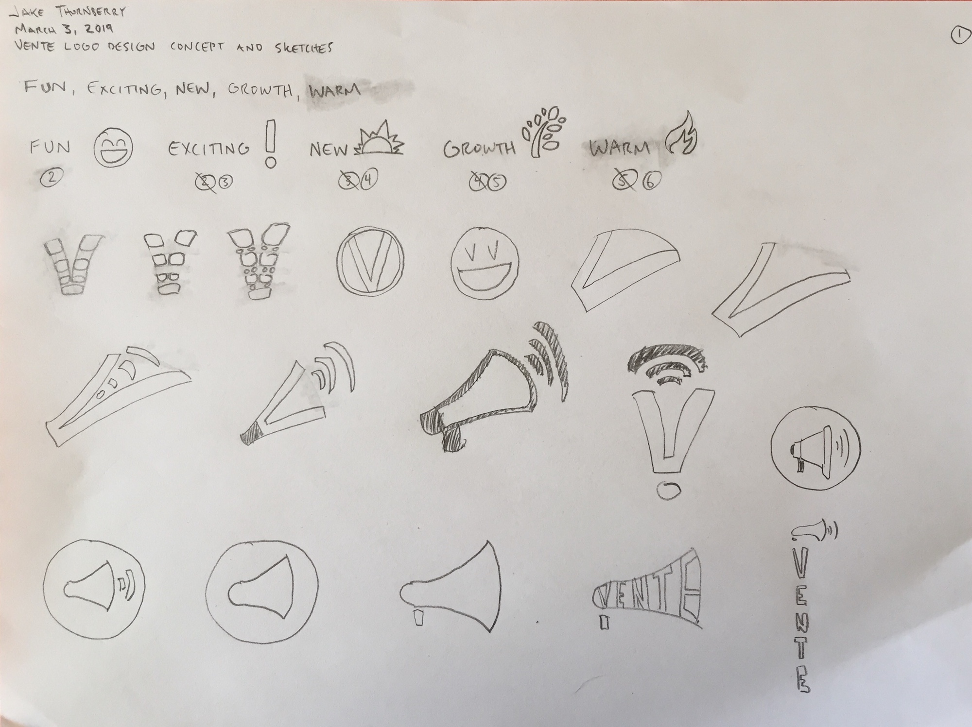 Sketches of the Vente logo