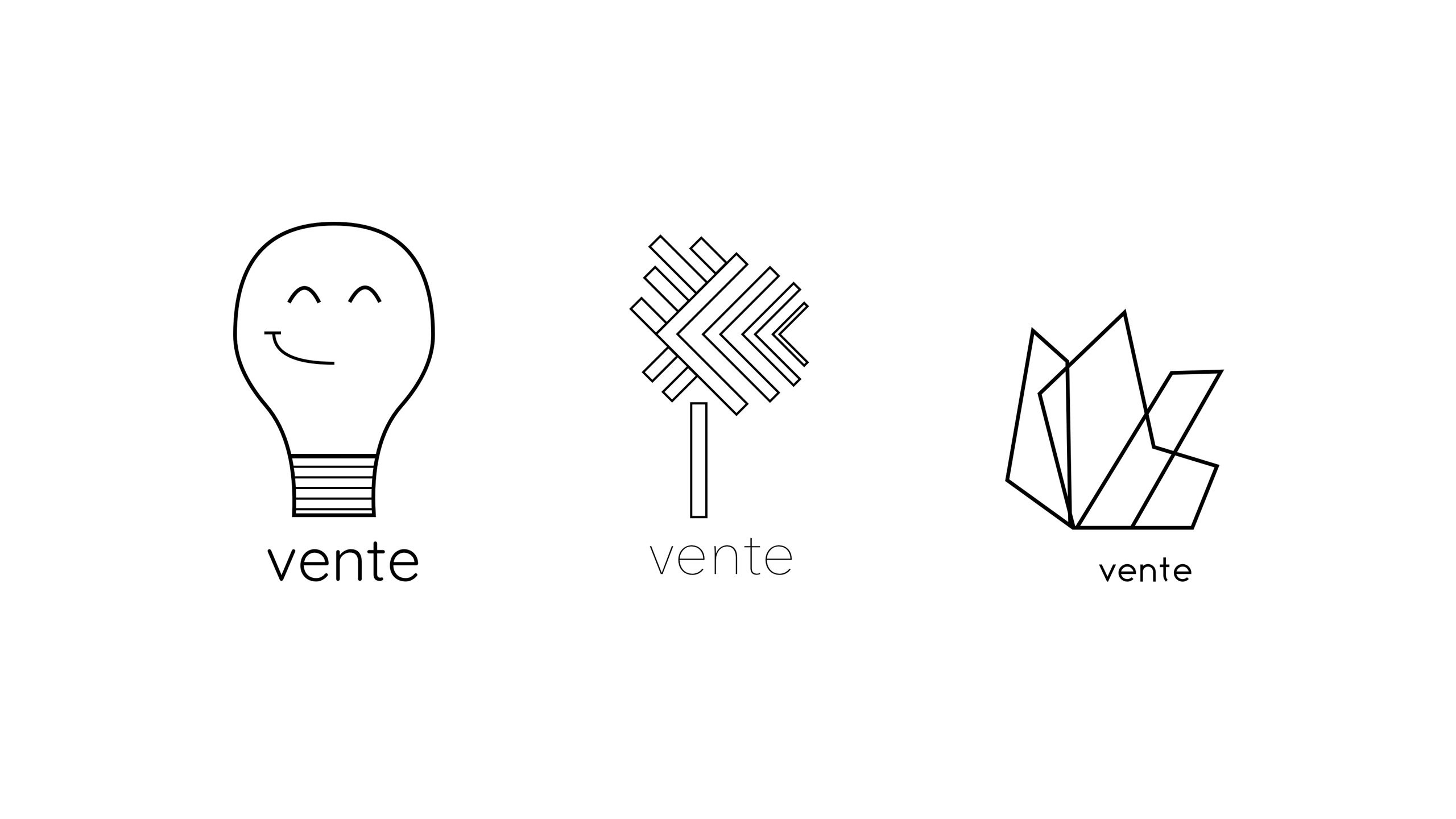 The second iteration of three Vente logos that have been digitized.