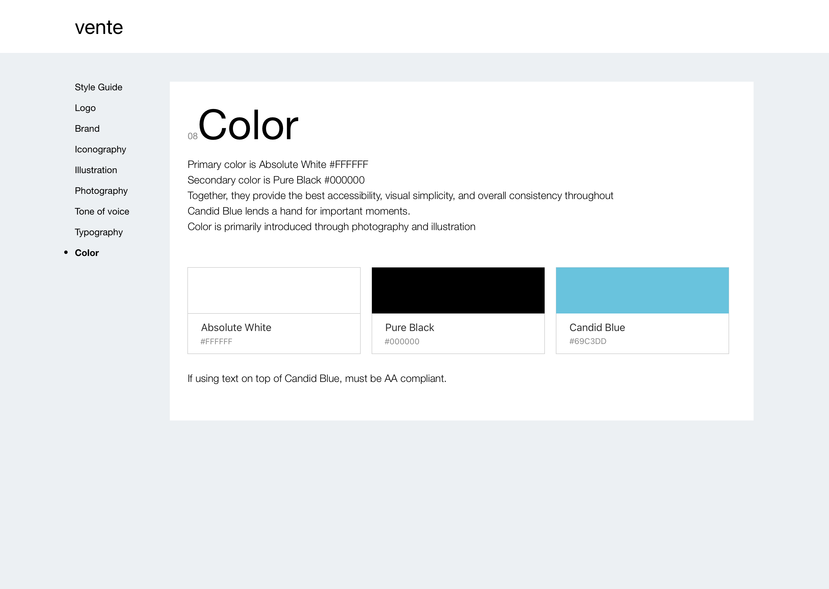 Style Guide Color section