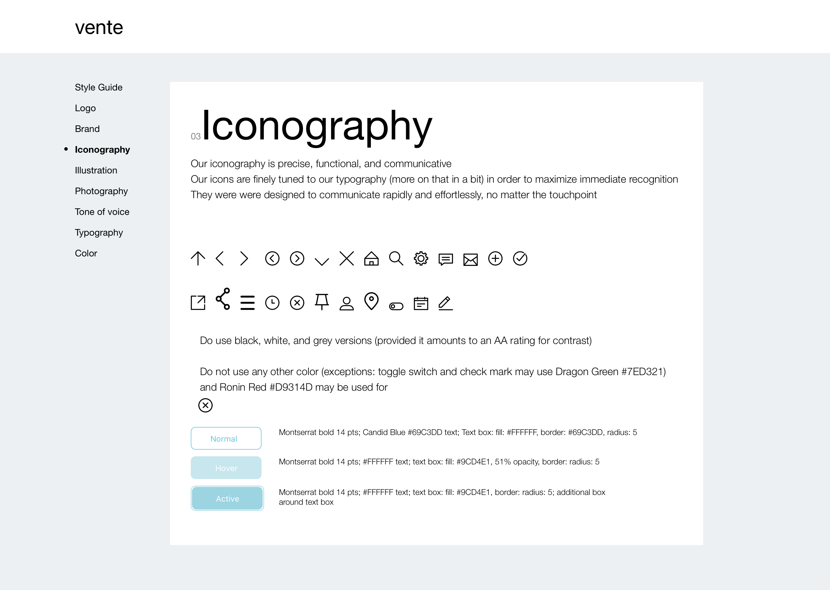 Style Guide Iconography section