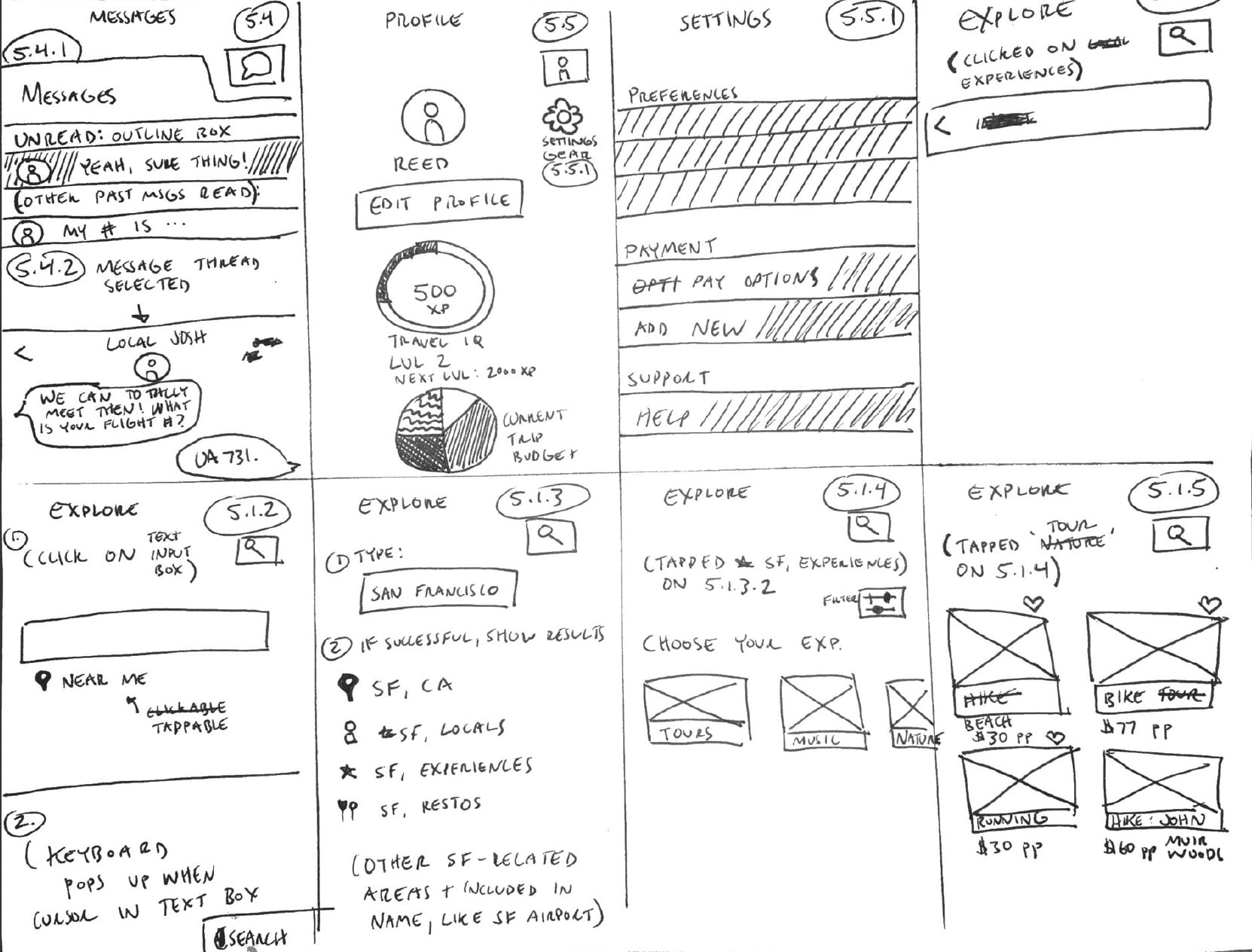 Sketches for the app.